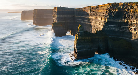Cliffs of Moher at sunset, County Clare, Ireland.の素材