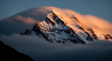 Mountain peak in Himalayas, Annapurna Conservation Area, Nepalの素材