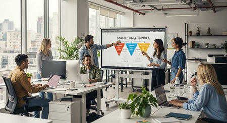 Group of business people working together in modern office. Teamwork concept.の素材