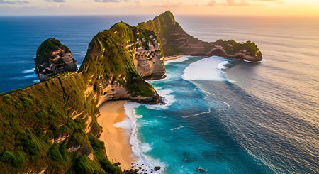 Aerial view of Nusa Penida island, Bali, Indonesiaの素材