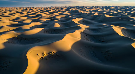 Sand dunes in the desert at sunset. 3d render illustrationの素材