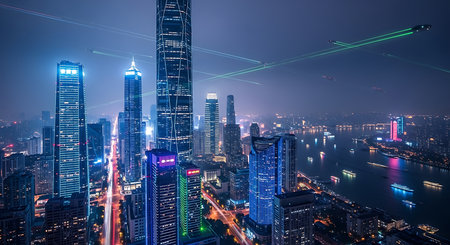 Shanghai Lujiazui Finance and Trade Zone of the modern city nightの素材