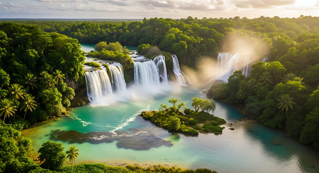 Panoramic view of Iguazu Waterfalls, Argentinaの素材