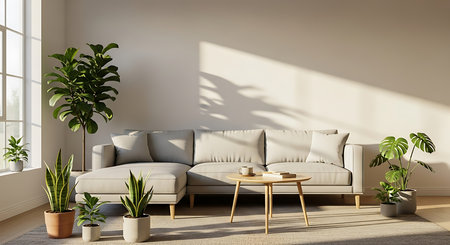 interior with sofa, 3d render, 3d Illustrationの素材