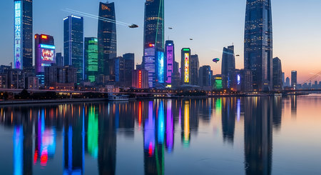 Shanghai Lujiazui Finance and Trade Zone of the modern city night sceneの素材
