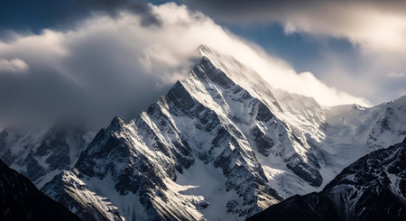 Snowy mountains in Himalayas, Annapurna Conservation Area, Nepalの素材