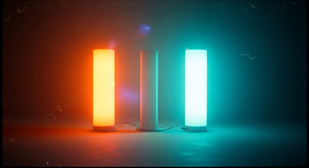 3d render, abstract background, neon light, fluorescent lamps, fluorescent lampsの素材