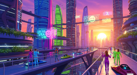 Future city with skyscrapers and modern architecture. 3d renderingの素材