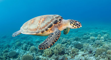 Hawaiian Green Sea Turtle (Chelonia mydas) in the Red Seaの素材