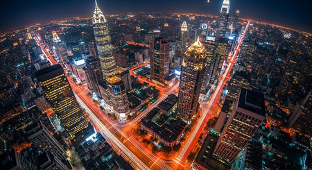 Shanghai Lujiazui Finance and Trade Zone at nightの素材