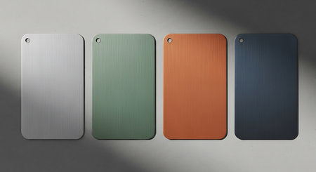 Set of blank price tags on gray background. Place for text.の素材