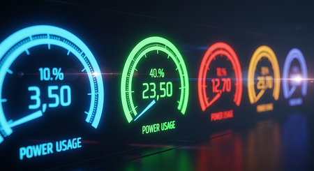 3D rendering of a speedometer with 60 km/h in different colorsの素材
