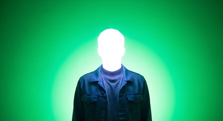 Mannequin wearing hoodie in green light. Studio shot.の素材