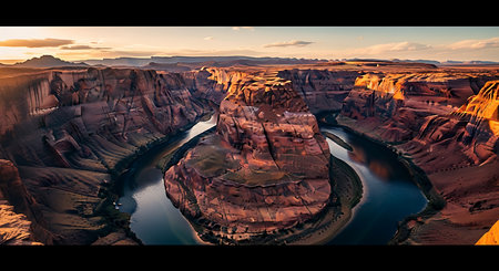 Horseshoe Bend at sunset, Page, Arizona, USAの素材