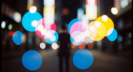 abstract bokeh background of night city with light defocusedの素材