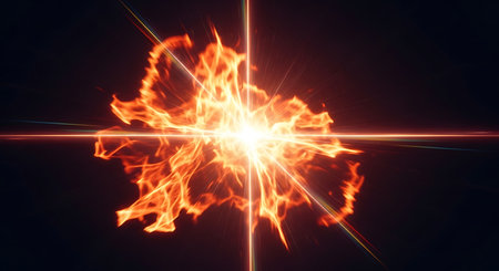 Fiery explosion on a black background. 3d rendering, 3d illustration.の素材