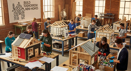 Carpentry workshop with a lot of tools and materials for woodworkingの素材