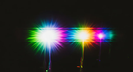 Colorful spotlights on the stage, close-up, abstract backgroundの素材