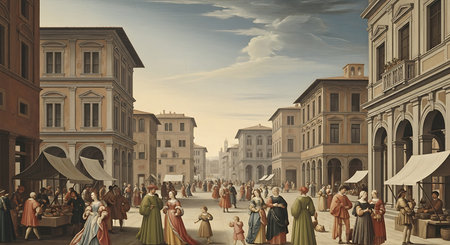 Piazza della Repubblica in Florence, Italyの素材