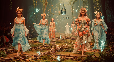 Models walk the runway at the 7th Moscow Fashion Week.の素材