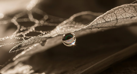 Dew drops on a blade of grass. Shallow depth of field.の素材