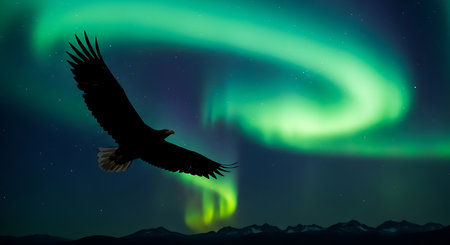 Aurora borealis, northern light in the night sky.の素材