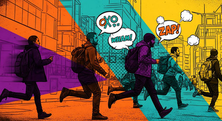 People walking in the city. Pop art retro vector illustration kitsch vintageの素材