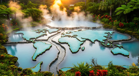 Luxury landscape of natural hot spring in indonesia.の素材