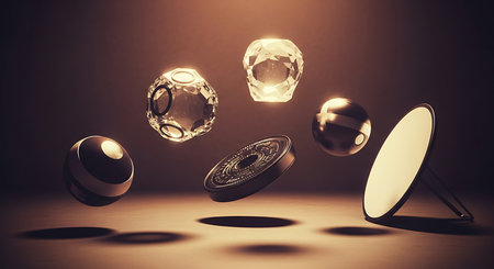 3D rendering of a set of objects in the shape of ballsの素材