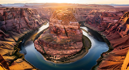 Horseshoe Bend at sunset, Page, Arizona, USAの素材