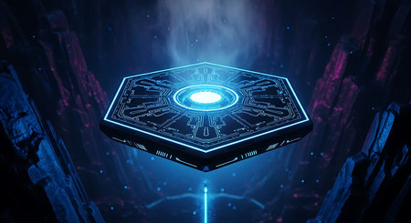 Futuristic HUD hologram on blue background 3D rendering.の素材