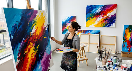 Cannabis plant in a pot. Indoor cultivation. Green background.の素材