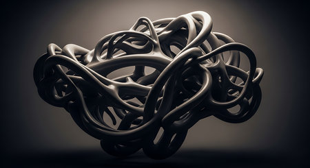 Abstract 3d rendering of chaotic structure. Futuristic background design.の素材