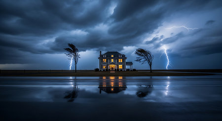 Businessman lying on the floor in an empty room with security cameraの素材