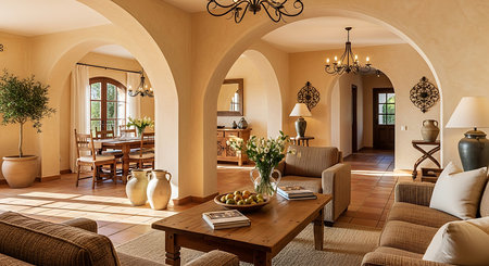 Interior of a living room in an old house. Nobody insideの素材