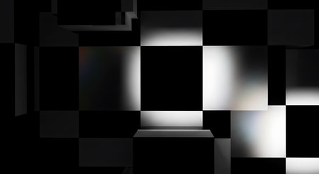 3d render, abstract background, black and white cubes, empty spaceの素材