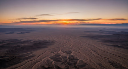Sunset over the Sahara desert in Egypt, Africa. Aerial viewの素材