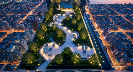 Aerial view of the city of Paris at night, France.の素材