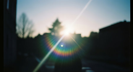 Blurred image of the sun shining through the window of a carの素材