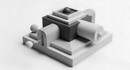 3d rendering of abstract shapes in white background, computer generated imagesの素材