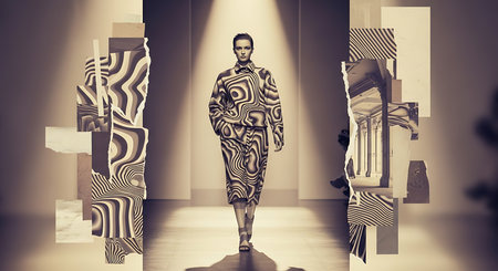 Fashion model posing in the studio. Contemporary Art. 3d rendering.の素材