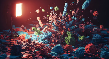 3d rendering. Futuristic city background. Technology and science concept.の素材