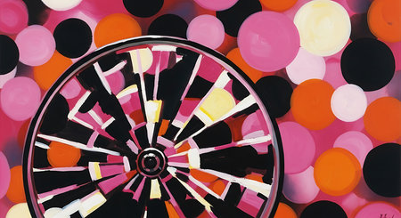 Dart wheel on colorful bokeh background. 3d renderingの素材
