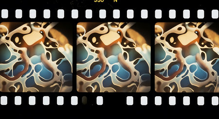 Film strip with abstract background, 3d render. Computer digital drawing.の素材