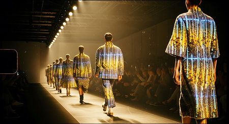 A model walks the runway during the Alexander McQueen show as part of the Paris Fashion Week Womenswear Spring/Summer 2016 in Paris, France.の素材