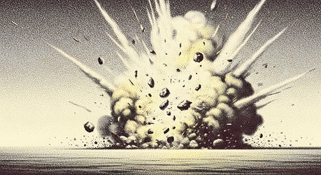 Explosion in the sea. 3D illustration. Vintage style.の素材