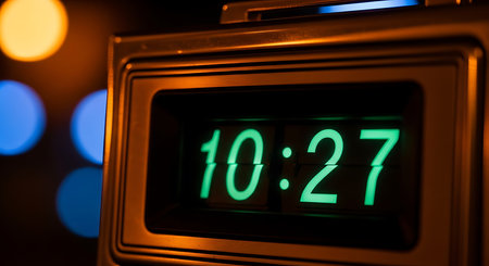 Close-up of a digital clock showing the date of the dayの素材