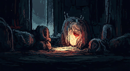 Horror scene with zombie in the cemetery. Halloween vector illustration.の素材