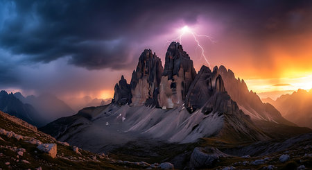 Fantastic panoramic view of the Torres del Paine National Park, Chileの素材