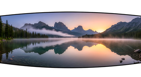 Panoramic view of Lake Louise, Banff National Park, Alberta, Canadaの素材
